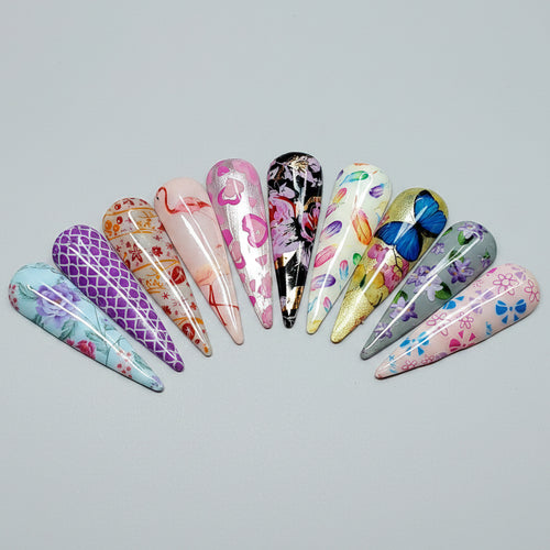 Bild 1 in Galerieansicht laden. 10x Nailart Transfer Folie in Box #26-07