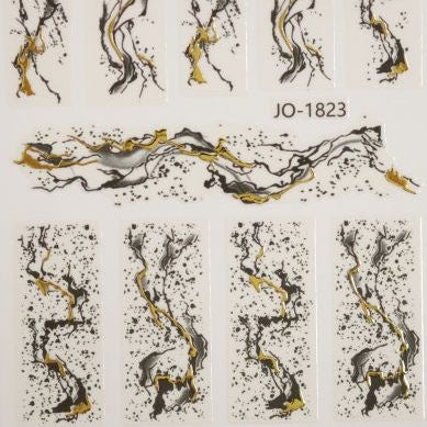 Nail Sticker Wellen gold/schwarz ST727